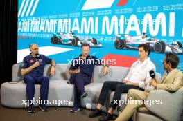 (L to R): Franz Tost (AUT) AlphaTauri Team Principal; Christian Horner (GBR) Red Bull Racing Team Principal; and Toto Wolff (GER) Mercedes AMG F1 Shareholder and Executive Director in the FIA Press Conference. 05.05.2023. Formula 1 World Championship, Rd 5, Miami Grand Prix, Miami, Florida, USA, Practice Day.