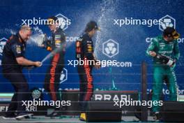 The podium (L to R): Oliver Hughes (GBR) Red Bull Racing Chief Marketing Officer; Sergio Perez (MEX) Red Bull Racing, second; Max Verstappen (NLD) Red Bull Racing, race winner; Fernando Alonso (ESP) Aston Martin F1 Team, third. 07.05.2023. Formula 1 World Championship, Rd 5, Miami Grand Prix, Miami, Florida, USA, Race Day.