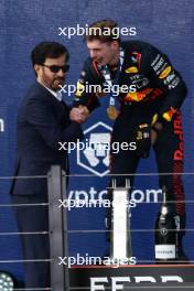 Race winner Max Verstappen (NLD) Red Bull Racing celebrates on the podium with Mohammed Bin Sulayem (UAE) FIA President. 07.05.2023. Formula 1 World Championship, Rd 5, Miami Grand Prix, Miami, Florida, USA, Race Day.