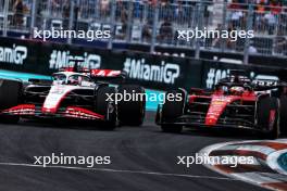 (L to R): Kevin Magnussen (DEN) Haas VF-23 and Charles Leclerc (MON) Ferrari SF-23 battle for position. 07.05.2023. Formula 1 World Championship, Rd 5, Miami Grand Prix, Miami, Florida, USA, Race Day.