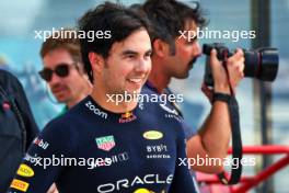 Sergio Perez (MEX) Red Bull Racing celebrates his pole position in qualifying parc ferme. 06.05.2023. Formula 1 World Championship, Rd 5, Miami Grand Prix, Miami, Florida, USA, Qualifying Day.