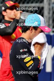 Pole sitter Sergio Perez (MEX) Red Bull Racing in qualifying parc ferme. 06.05.2023. Formula 1 World Championship, Rd 5, Miami Grand Prix, Miami, Florida, USA, Qualifying Day.