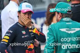 (L to R): Pole sitter Sergio Perez (MEX) Red Bull Racing with second placed Fernando Alonso (ESP) Aston Martin F1 Team in qualifying parc ferme. 06.05.2023. Formula 1 World Championship, Rd 5, Miami Grand Prix, Miami, Florida, USA, Qualifying Day.