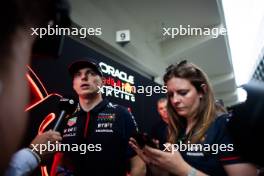 Max Verstappen (NLD) Red Bull Racing with the media. 04.05.2023. Formula 1 World Championship, Rd 5, Miami Grand Prix, Miami, Florida, USA, Preparation Day.