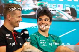 Lance Stroll (CDN) Aston Martin F1 Team (Right) and Nico Hulkenberg (GER) Haas F1 Team in the FIA Press Conference. 04.05.2023. Formula 1 World Championship, Rd 5, Miami Grand Prix, Miami, Florida, USA, Preparation Day.