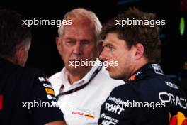 Max Verstappen (NLD) Red Bull Racing with Christian Horner (GBR) Red Bull Racing Team Principal and Dr Helmut Marko (AUT) Red Bull Motorsport Consultant. 25.08.2023. Formula 1 World Championship, Rd 14, Dutch Grand Prix, Zandvoort, Netherlands, Practice Day.