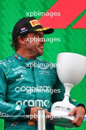 Fernando Alonso (ESP) Aston Martin F1 Team celebrates his second position on the podium. 27.08.2023. Formula 1 World Championship, Rd 14, Dutch Grand Prix, Zandvoort, Netherlands, Race Day.