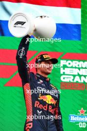 Race winner Max Verstappen (NLD) Red Bull Racing celebrates on the podium. 27.08.2023. Formula 1 World Championship, Rd 14, Dutch Grand Prix, Zandvoort, Netherlands, Race Day.