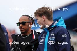 (L to R): Lewis Hamilton (GBR) Mercedes AMG F1 with Logan Sargeant (USA) Williams Racing on the drivers' parade. 27.08.2023. Formula 1 World Championship, Rd 14, Dutch Grand Prix, Zandvoort, Netherlands, Race Day.