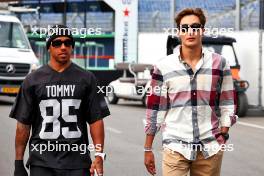 (L to R): Lewis Hamilton (GBR) Mercedes AMG F1 with team mate George Russell (GBR) Mercedes AMG F1. 24.08.2023. Formula 1 World Championship, Rd 14, Dutch Grand Prix, Zandvoort, Netherlands, Preparation Day.