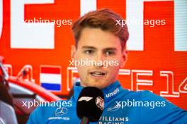 Logan Sargeant (USA) Williams Racing in the FIA Press Conference. 24.08.2023. Formula 1 World Championship, Rd 14, Dutch Grand Prix, Zandvoort, Netherlands, Preparation Day.