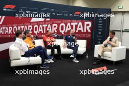 (L to R): James Vowles (GBR) Williams Racing Team Principal; Andrea Stella (ITA) McLaren Team Principal; Frederic Vasseur (FRA) Ferrari Team Principal; and Peter Bayer, AlphaTauri Chief Executive Officer, in the FIA Press Conference. 06.10.2023 Formula 1 World Championship, Rd 18, Qatar Grand Prix, Doha, Qatar, Qualifying Day.