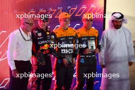  Sprint race winner Oscar Piastri (AUS) McLaren with 2nd Max Verstappen (NLD) Red Bull Racing and Lando Norris (GBR) McLaren. 07.10.2023. Formula 1 World Championship, Rd 18, Qatar Grand Prix, Doha, Qatar, Sprint Day.