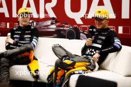 (L to R): Oscar Piastri (AUS) McLaren and Lando Norris (GBR) McLaren, in the post Sprint FIA Press Conference. 07.10.2023. Formula 1 World Championship, Rd 18, Qatar Grand Prix, Doha, Qatar, Sprint Day.