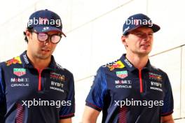 (L to R): Sergio Perez (MEX) Red Bull Racing with team mate Max Verstappen (NLD) Red Bull Racing. 07.10.2023. Formula 1 World Championship, Rd 18, Qatar Grand Prix, Doha, Qatar, Sprint Day.