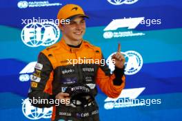 Oscar Piastri (AUS) McLaren MCL60 celebrates being fastest in Sprint Shootout. 07.10.2023. Formula 1 World Championship, Rd 18, Qatar Grand Prix, Doha, Qatar, Sprint Day.