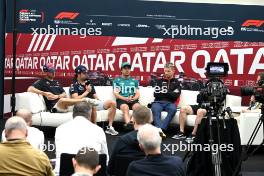 (L to R): Pierre Gasly (FRA) Alpine F1 Team; Sergio Perez (MEX) Red Bull Racing; Fernando Alonso (ESP) Aston Martin F1 Team; Nico Hulkenberg (GER) Haas F1 Team, in the FIA Press Conference. 05.10.2023. Formula 1 World Championship, Rd 18, Qatar Grand Prix, Doha, Qatar, Preparation Day.