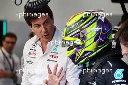 (L to R): Toto Wolff (GER) Mercedes AMG F1 Shareholder and Executive Director with Lewis Hamilton (GBR) Mercedes AMG F1. 17.03.2023. Formula 1 World Championship, Rd 2, Saudi Arabian Grand Prix, Jeddah, Saudi Arabia, Practice Day.