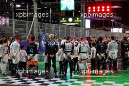 Drivers as the grid observes the national anthem. 19.03.2023. Formula 1 World Championship, Rd 2, Saudi Arabian Grand Prix, Jeddah, Saudi Arabia, Race Day.
