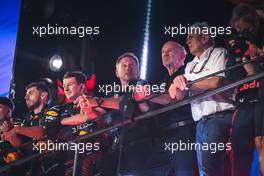 (L to R): Christian Horner (GBR) Red Bull Racing Team Principal; and Dr Helmut Marko (AUT) Red Bull Motorsport Consultant above the podium. 19.03.2023. Formula 1 World Championship, Rd 2, Saudi Arabian Grand Prix, Jeddah, Saudi Arabia, Race Day.