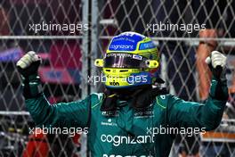 Fernando Alonso (ESP) Aston Martin F1 Team celebrates his third position in parc ferme. 19.03.2023. Formula 1 World Championship, Rd 2, Saudi Arabian Grand Prix, Jeddah, Saudi Arabia, Race Day.