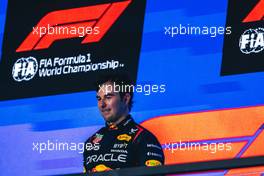 Race winner Sergio Perez (MEX) Red Bull Racing on the podium. 19.03.2023. Formula 1 World Championship, Rd 2, Saudi Arabian Grand Prix, Jeddah, Saudi Arabia, Race Day.