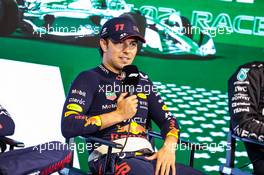 Race winner Sergio Perez (MEX) Red Bull Racing in the the post race FIA Press Conference. 19.03.2023. Formula 1 World Championship, Rd 2, Saudi Arabian Grand Prix, Jeddah, Saudi Arabia, Race Day.