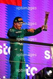 Fernando Alonso (ESP) Aston Martin F1 Team celebrates his third position on the podium. 19.03.2023. Formula 1 World Championship, Rd 2, Saudi Arabian Grand Prix, Jeddah, Saudi Arabia, Race Day.
