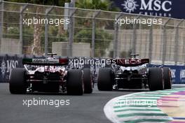 George Russell (GBR) Mercedes AMG F1 W14 and Valtteri Bottas (FIN) Alfa Romeo F1 Team C43. 18.03.2023. Formula 1 World Championship, Rd 2, Saudi Arabian Grand Prix, Jeddah, Saudi Arabia, Qualifying Day.