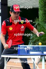 Charles Leclerc (MON) Ferrari plays table tennis. 16.03.2023. Formula 1 World Championship, Rd 2, Saudi Arabian Grand Prix, Jeddah, Saudi Arabia, Preparation Day.