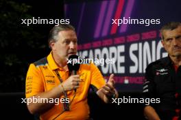 Zak Brown (USA) McLaren Executive Director in the FIA Press Conference. 15.09.2023. Formula 1 World Championship, Rd 16, Singapore Grand Prix, Marina Bay Street Circuit, Singapore, Practice Day.