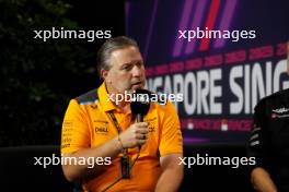 Zak Brown (USA) McLaren Executive Director in the FIA Press Conference. 15.09.2023. Formula 1 World Championship, Rd 16, Singapore Grand Prix, Marina Bay Street Circuit, Singapore, Practice Day.