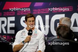 Toto Wolff (GER) Mercedes AMG F1 Shareholder and Executive Director in the FIA Press Conference. 15.09.2023. Formula 1 World Championship, Rd 16, Singapore Grand Prix, Marina Bay Street Circuit, Singapore, Practice Day.
