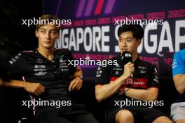 (L to R): George Russell (GBR) Mercedes AMG F1 and Zhou Guanyu (CHN) Alfa Romeo F1 Team in the FIA Press Conference. 14.09.2023. Formula 1 World Championship, Rd 16, Singapore Grand Prix, Marina Bay Street Circuit, Singapore, Preparation Day.