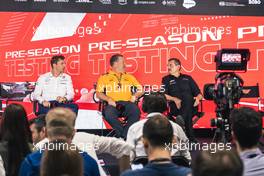 (L to R): James Vowles (GBR) Williams Racing Team Principal; Zak Brown (USA) McLaren Executive Director; and Guenther Steiner (ITA) Haas F1 Team Prinicipal, in the FIA Press Conference. 24.02.2023. Formula 1 Testing, Sakhir, Bahrain, Day Two.