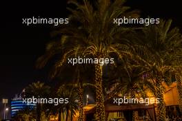 Paddock atmosphere - illuminated trees at night. 24.02.2023. Formula 1 Testing, Sakhir, Bahrain, Day Two.