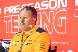 Zak Brown (USA) McLaren Executive Director, in the FIA Press Conference. 24.02.2023. Formula 1 Testing, Sakhir, Bahrain, Day Two.
