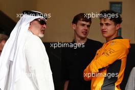 Crown Prince Shaikh Salman bin Isa Hamad Al Khalifa (BRN) (Left) with Lando Norris (GBR) McLaren (Right). 24.02.2023. Formula 1 Testing, Sakhir, Bahrain, Day Two.