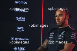 Lewis Hamilton (GBR) Mercedes AMG F1 in the FIA Press Conference. 25.02.2023. Formula 1 Testing, Sakhir, Bahrain, Day Three.