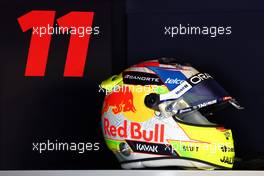 The helmet of Sergio Perez (MEX) Red Bull Racing. 25.02.2023. Formula 1 Testing, Sakhir, Bahrain, Day Three.