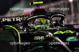 Lewis Hamilton (GBR) Mercedes AMG F1 W14 in the pits. 25.02.2023. Formula 1 Testing, Sakhir, Bahrain, Day Three.