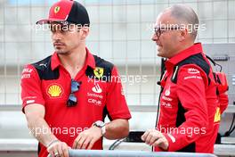 (L to R): Charles Leclerc (MON) Ferrari with David Sanchez (FRA) Ferrari Chief Engineer, Vehicle Concept. 25.02.2023. Formula 1 Testing, Sakhir, Bahrain, Day Three.
