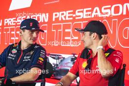 (L to R): Max Verstappen (NLD) Red Bull Racing and Charles Leclerc (MON) Ferrari in the FIA Press Conference. 25.02.2023. Formula 1 Testing, Sakhir, Bahrain, Day Three.