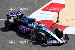 Pierre Gasly (FRA) Alpine F1 Team A523 running sensor equipment. 23.02.2023. Formula 1 Testing, Sakhir, Bahrain, Day One.