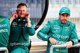 (L to R): Eric Blandin (FRA) Aston Martin F1 Team Deputy Technical Director with Fernando Alonso (ESP) Aston Martin F1 Team. Formula One Testing, Day One, Thursday 23rd February 2023. Sakhir, Bahrain. 23.02.2023. Formula 1 Testing, Sakhir, Bahrain, Day One.