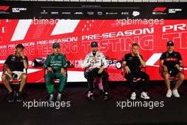 (L to R): Sergio Perez (MEX) Red Bull Racing; Felipe Drugovich (BRA) Aston Martin F1 Team, Reserve and Development Programme Driver; Esteban Ocon (FRA) Alpine F1 Team; Kevin Magnussen (DEN) Haas F1 Team; and Valtteri Bottas (FIN) Alfa Romeo F1 Team in the FIA Press Conference. 23.02.2023. Formula 1 Testing, Sakhir, Bahrain, Day One.