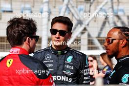 (L to R): Charles Leclerc (MON) Ferrari with George Russell (GBR) Mercedes AMG F1 and Lewis Hamilton (GBR) Mercedes AMG F1. 23.02.2023. Formula 1 Testing, Sakhir, Bahrain, Day One.