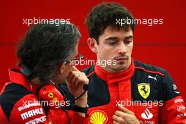Charles Leclerc (MON) Ferrari with Laurent Mekies (FRA) Ferrari Sporting Director. 23.02.2023. Formula 1 Testing, Sakhir, Bahrain, Day One.