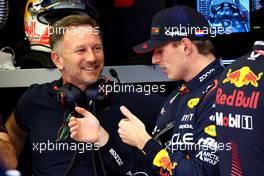 (L to R): Christian Horner (GBR) Red Bull Racing Team Principal with Max Verstappen (NLD) Red Bull Racing. 23.02.2023. Formula 1 Testing, Sakhir, Bahrain, Day One.