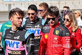 (L to R): Pierre Gasly (FRA) Alpine F1 Team with Charles Leclerc (MON) Ferrari. 23.02.2023. Formula 1 Testing, Sakhir, Bahrain, Day One.